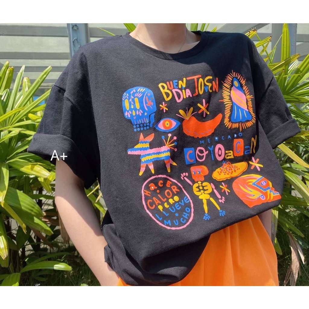 Áo thun nữ tay ngắn dáng rộng phong cách Hàn Quốc