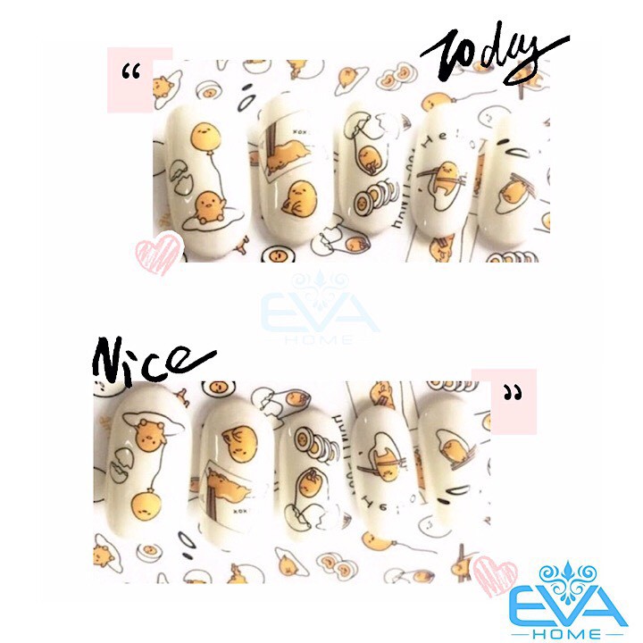 Miếng Dán Móng Tay 3D Nail Sticker Hoạt Hình Trứng Lười Gudetana Hanyi 091