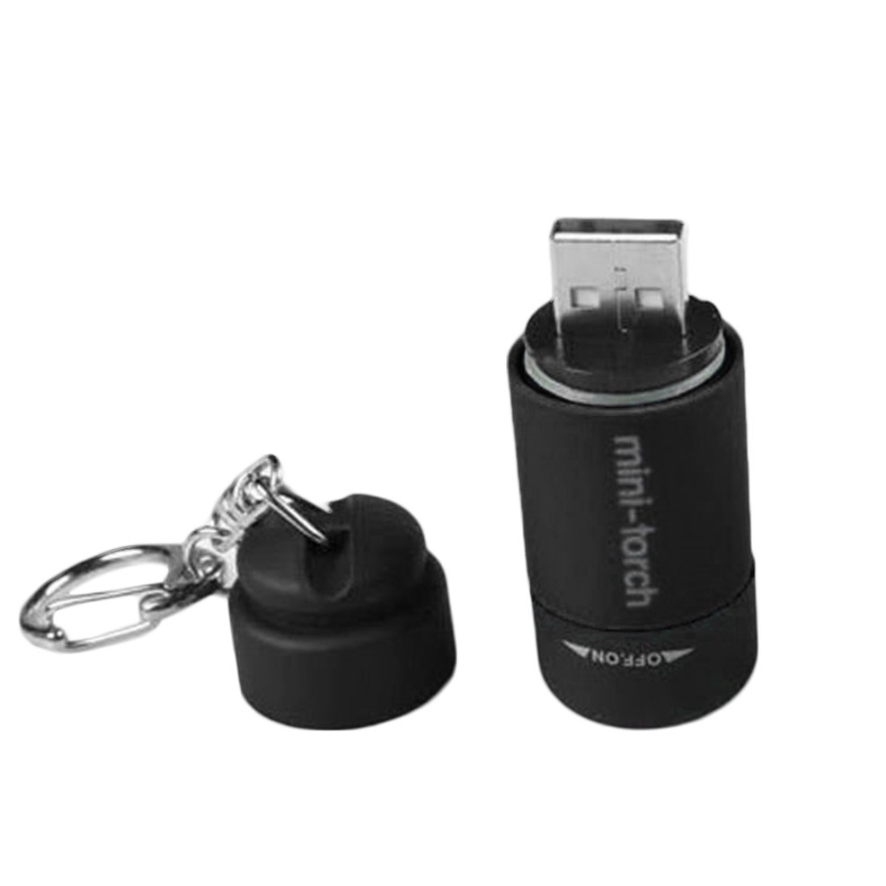 Đèn pin mini 0.5W 25LM sạc USB có móc khóa