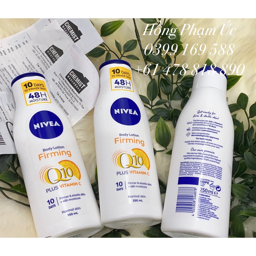 Kem dưỡng ẩm tăng độ đàn hồi cho da toàn thân Nivea Body Skin Firming Lotion Q10 Plus 250ml - 400ml - Xuất sứ Spain