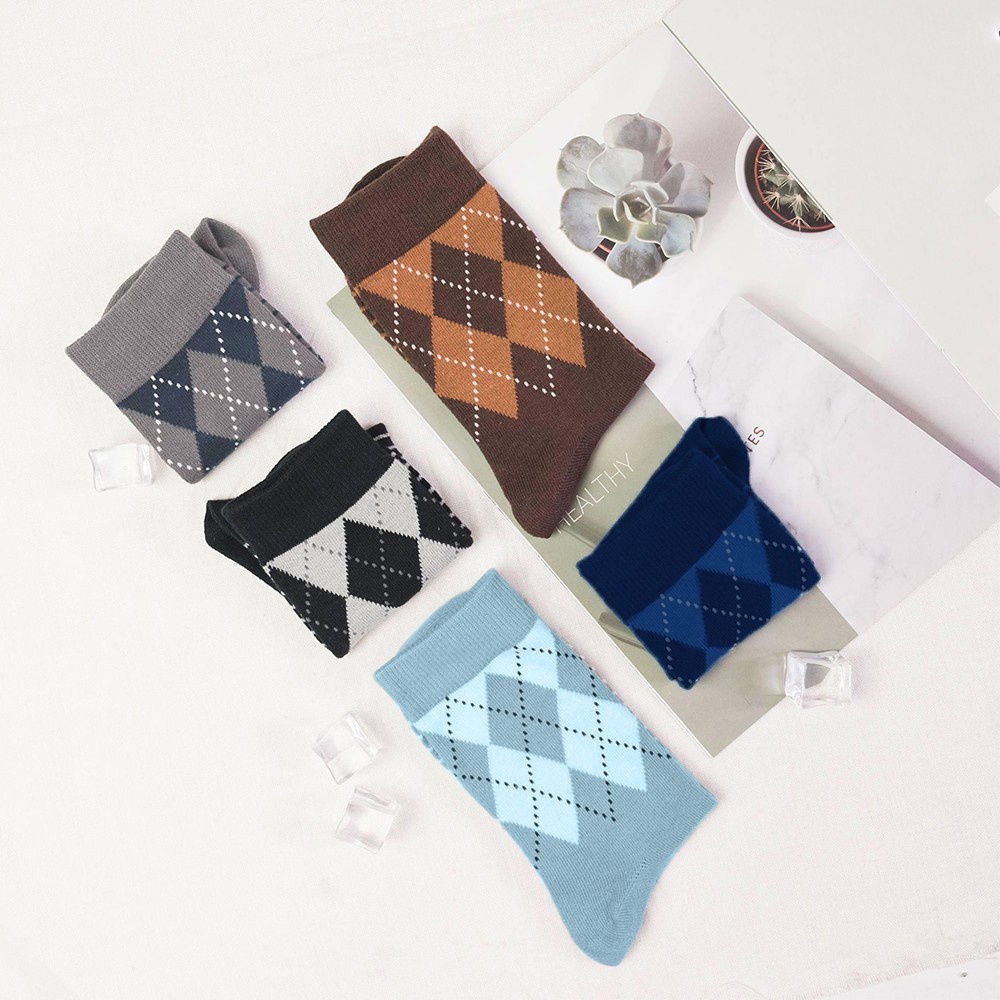 Tất nam quả trám ( SET 5 Đôi ), vớ cao cổ đi giày tây công sở, chất liệu Cotton cao cấp hàng dệt kim xuất khẩu