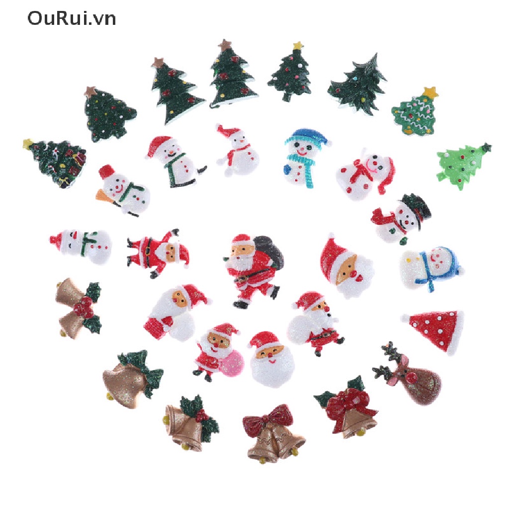 Set 10 Kẹp Tóc Hình Người Tuyết / Cây Thông Noel Mini Trang Trí Điện Thoại Diy