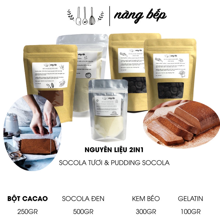 Pudding Socola và Socola tươi Nguyên liệu làm bánh Nàng Bếp