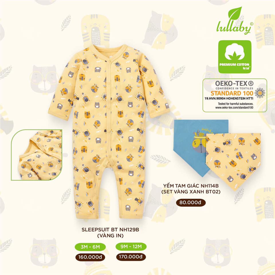 Body sleep suit họa tiết Lullaby cho bé