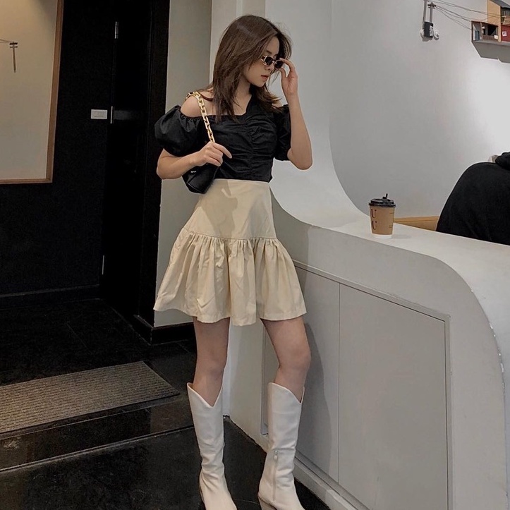 25 STUDIO Chân váy cạp cao dáng xòe Ruffled Skirt