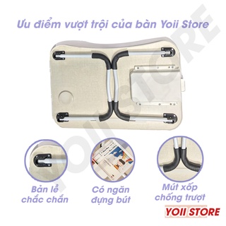 Bàn học gấp gọn cao cấp, có khe cắm ipad và ngăn kéo, chỗ để cốc nước thông minh. bề mặt in 3d chống bụi