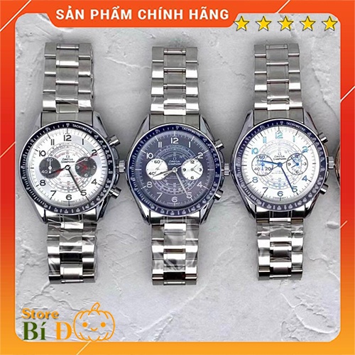 Đồng Hồ Nam Omega MÁY NHẬT dây hợp kim đúc KHỔNG BAY MÀU chạy 5 kim, kim trôi CAO CẤP