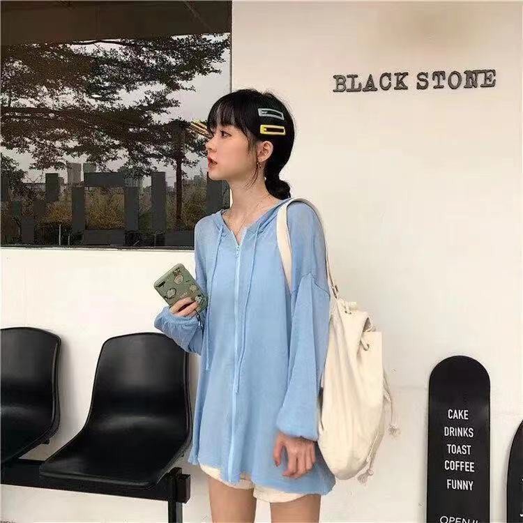 Áo Khoác Chống Nắng Dệt Kim Màu Trơn Tay Dài Dáng Rộng Phối Khóa Kéo Phong Cách Hàn Quốc Thời Trang Cho Nữ | BigBuy360 - bigbuy360.vn