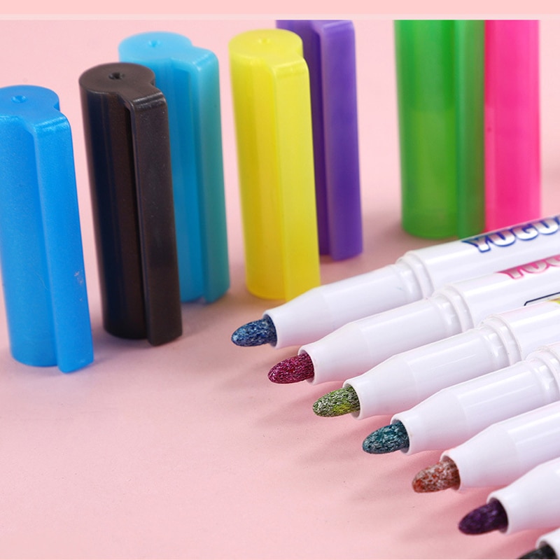 Bộ 8 bút lông dạ quang có nhũ nhiều màu sắc