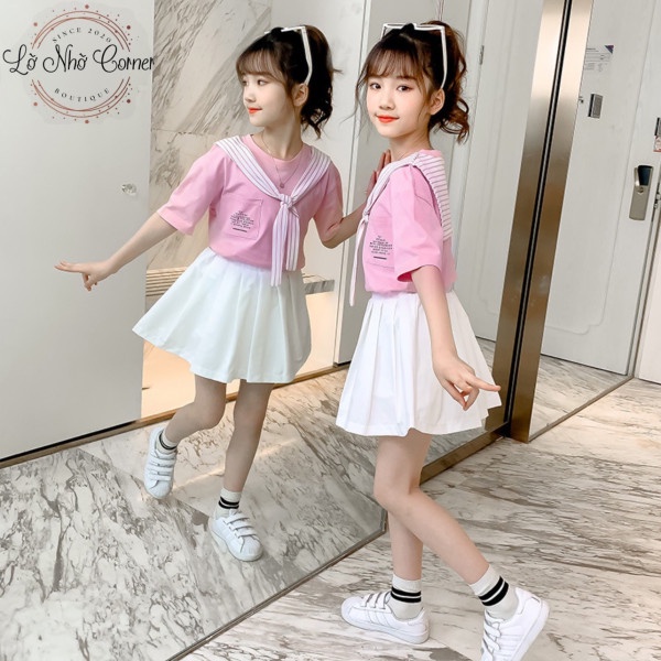 Váy xếp ly 2 chi tết phong cách hàn quốc size đại 5/6/7/8/9/10/11/12/13/14/15/16 tuổi (14-50kg) hàng Quảng Châu cao cấp