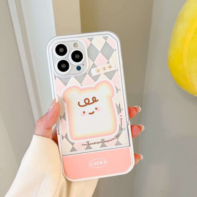 Ốp Điện Thoại Kèm Giá Đỡ Tàng Hình Họa Tiết Hoạt Hình Dễ Thương Cho iphone 13 / 12Promax / 7 / 8 / plus