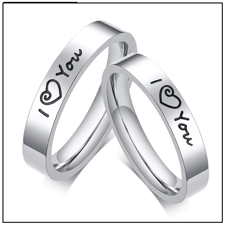 1 CHIẾC NHẪN CẶP I LOVE YOU MỚI, NHẪN ĐÔI TÌNH NHÂN INOX (Mua 2 chiếc tặng kèm hộp)