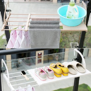 Kệ phơi đồ thu gọn ban công loại to, Kệ phơi quần áo giày dép để đồ ban công treo thành tiện lợi-Tặng kèm miếng treo tất