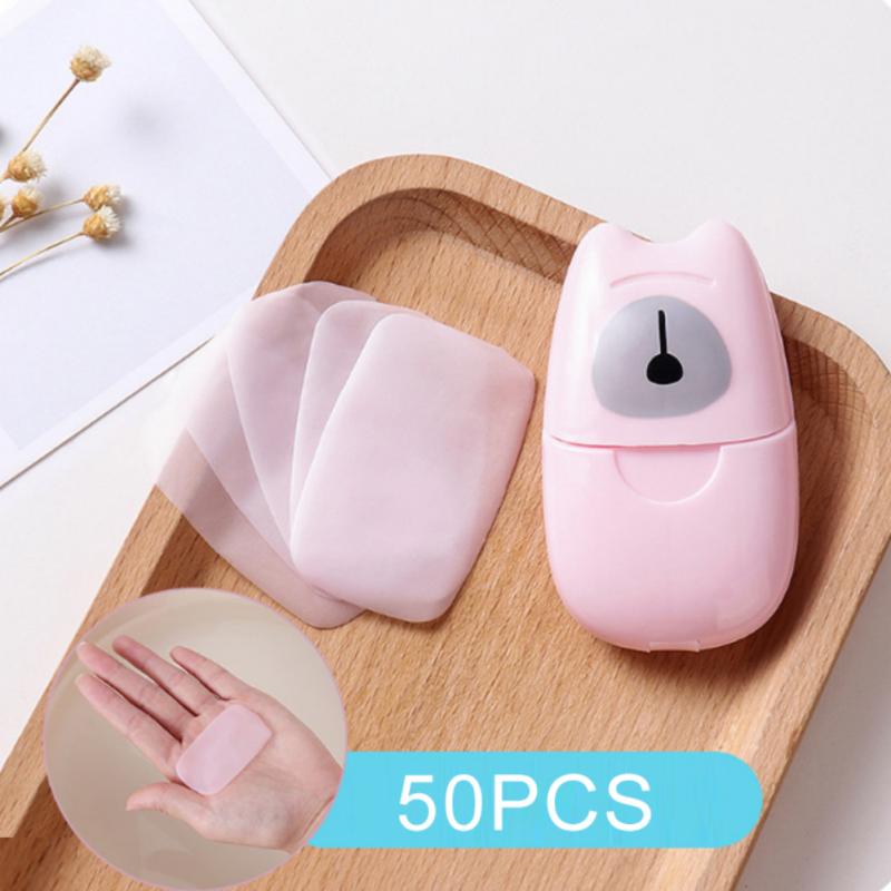 [Hàng mới về] Hộp 50 xà phòng giấy rửa tay dùng một lần tiện lợi bảo vệ môi trường