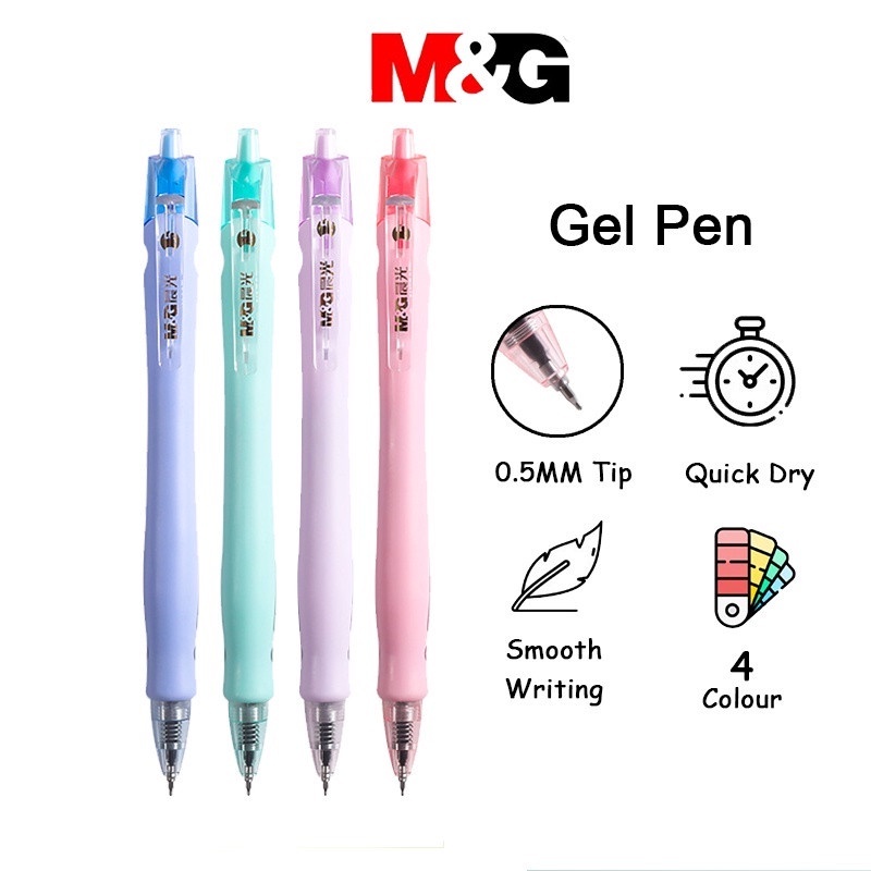 Bút mực gel màu đen với ngòi 0.5mm có thể thu gọn bền bỉ đa năng