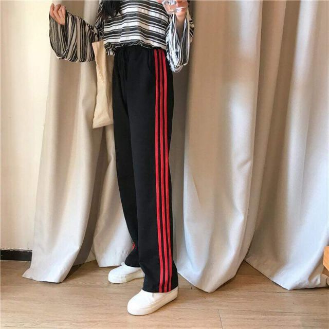 QUẦN STRIPED PANT ĐEN 3LINE ĐỎ