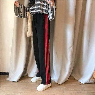 Quần striped pant đen 3line đỏ