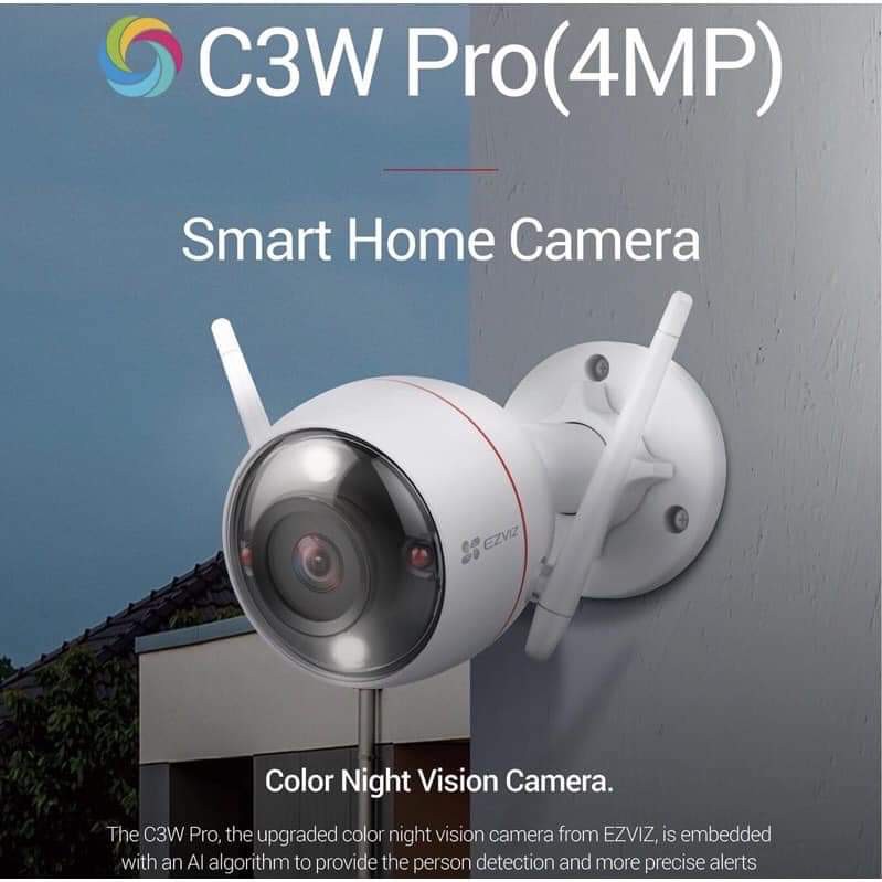 Camera Ip Wifi Ezviz C3W Pro 4Mp Super HD 1440p Đàm Thoại Hai Chiều Full Màu Đêm Camera Ngoài Trời- Hàng Chính Hãng