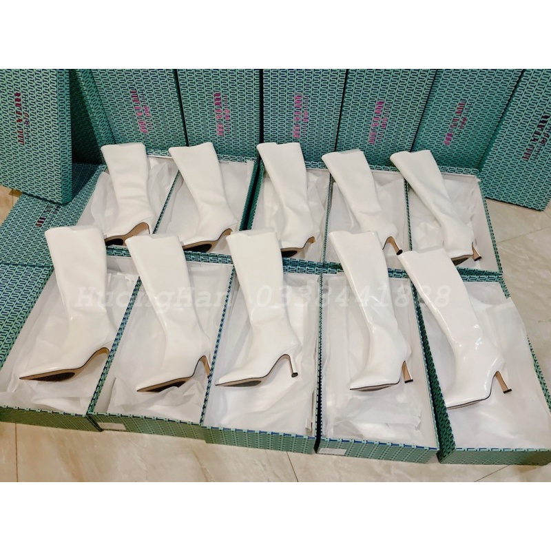 BOT MAI PHUONG BUI MPB / 2 MÀU ĐEN - TRẮNG HÀNG HỘP XANH DÀI LÔ ĐẦU DA ĐẸP