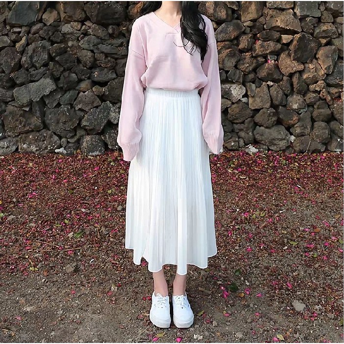 Chân váy dài vintage dáng xoè sang chảnh cạp chun lưng cao dành cho nữ M03 | BigBuy360 - bigbuy360.vn