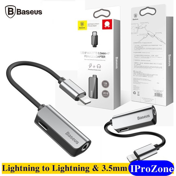 (Baseus L32 )Cáp otg chuyển đổi Lightning ra chân sạc Lightning + jack 3.5mm Chính hãng Baseus