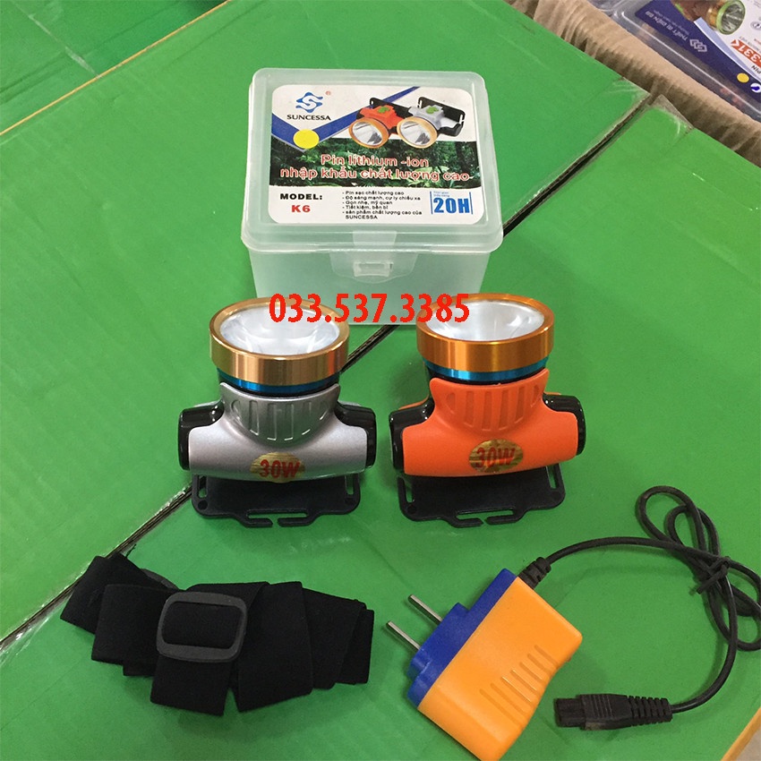 Đèn mini siêu sáng, đèn bin đội đầu K6 thiết kế nhỏ gọn thông minh với hướng xoay 90 độ