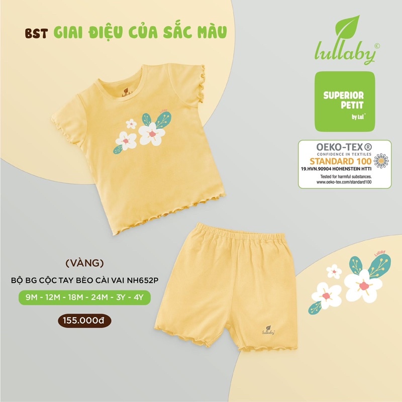 Bộ quần áo bé gái cộc tay bèo Petit Lullaby [NH652P]