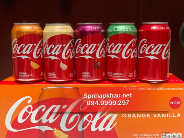 Coca Cola Orange Vani Mỹ 355ml Thùng 12 Lon