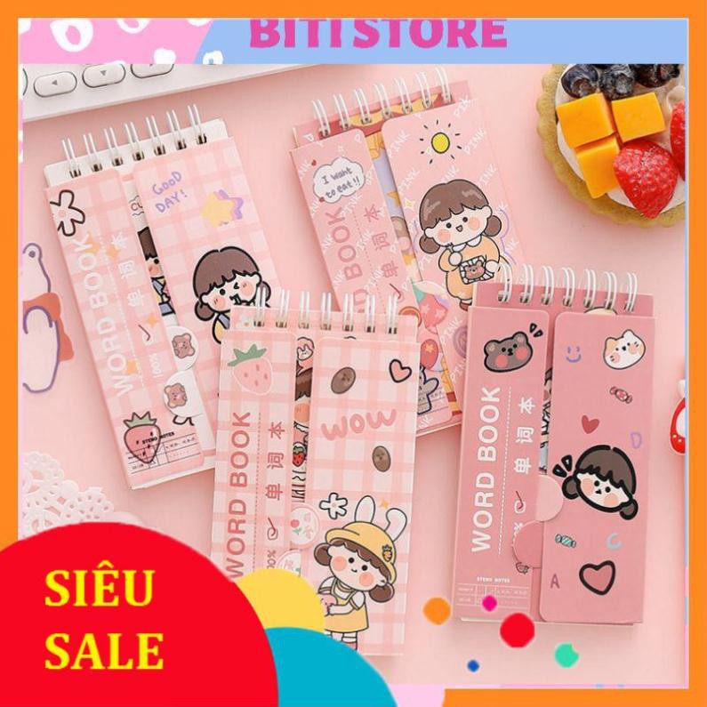 Sổ Học Từ Vựng Tiếng Anh Hoạ Tiết Cô Gái Hồng Xinh Xắn BiTi Store EBE SHOP