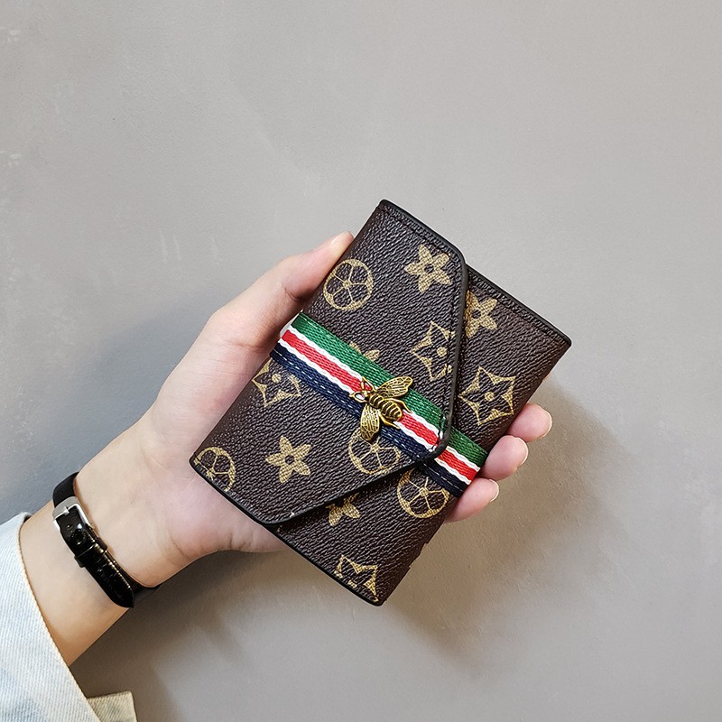 Thời Gian Cổ Điển Ví Ngắn Đựng Thẻ / Tiền Xu Đa Năng Dạng Gập Ngắn Chống Trầy Xước Họa Tiết Chữ G / Con Ong Cho Nữ