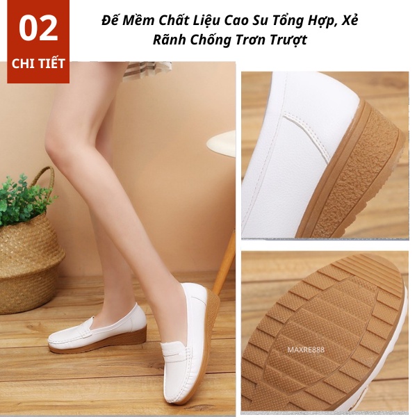 Giày Lười Nữ Đế Độn Da Mềm Êm Chân Thoáng Khí Phong Cách Thời Trang Hàn Quốc Cá Tính Đi Làm Đi Chơi