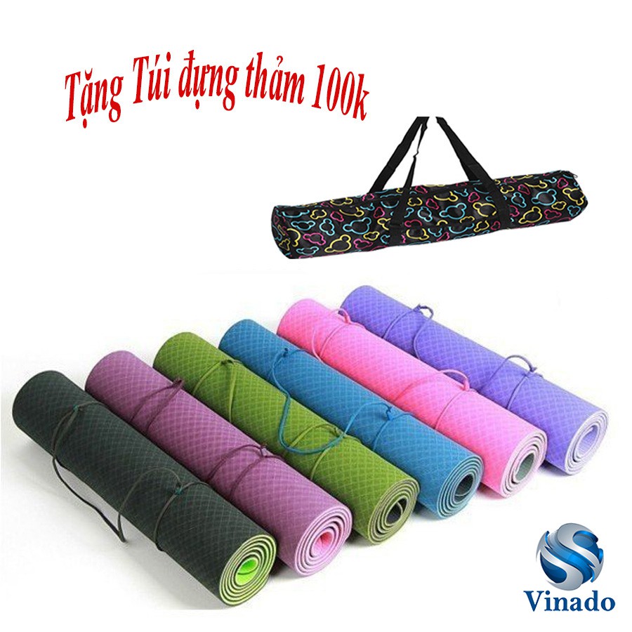 [Free Ship] Thảm Yoga 2 Lớp (Tặng Kèm Túi + Dây Buộc)