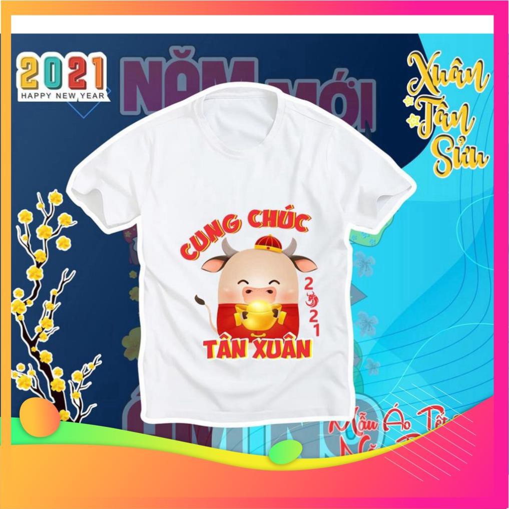 🍓(FREE❤️SHIP)🍓 Áo thun TRẮNG XUÂN TÂN SỬU 2021❤️ GIA ĐÌNH LÀ SỐ 1 ép nhiệt 3D nét căng