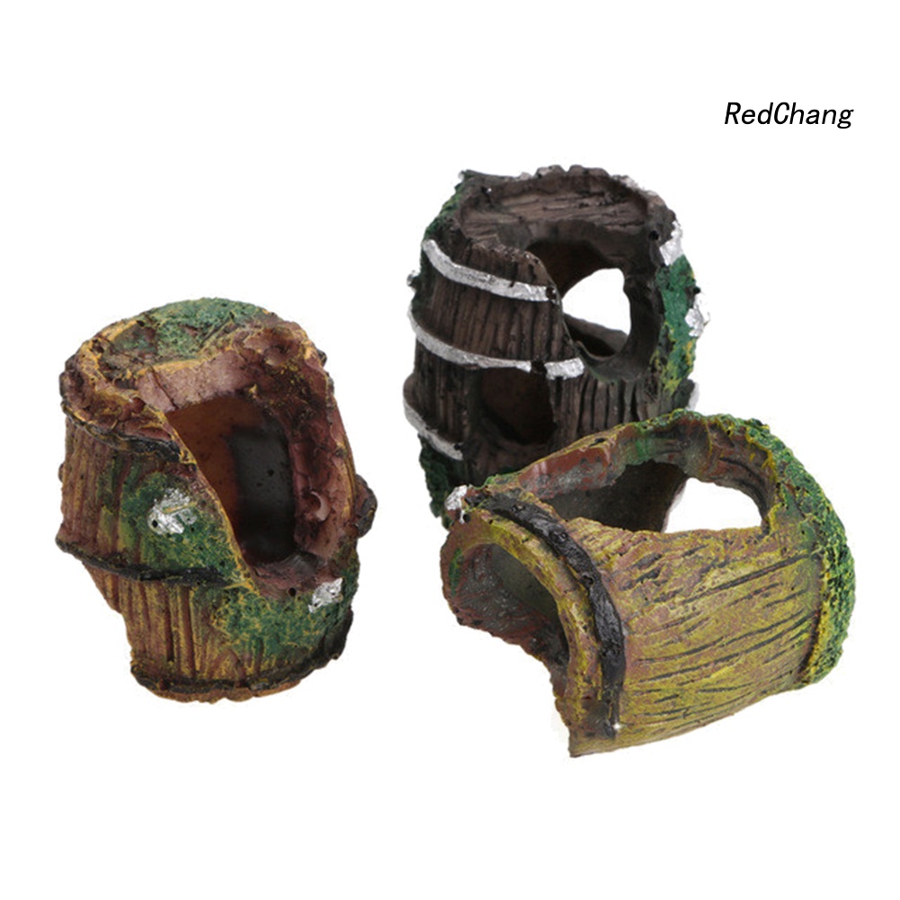 Aquarium Resin Craft Barrel Shrimp Hiding Landscaping Fish Tank Ornament Decor
