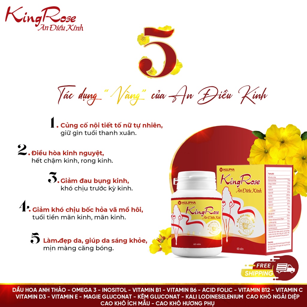 An điều kinh- Kingrose, viên uống điều hòa kinh nguyệt, giảm đau bụng kinh