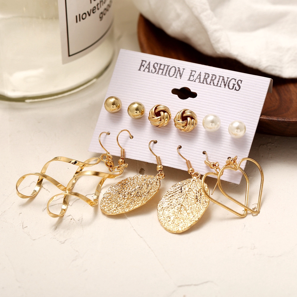Set 6 Đôi Khuyên Tai Hishop Kim Loại Dáng Dài Phong Cách Bohomian