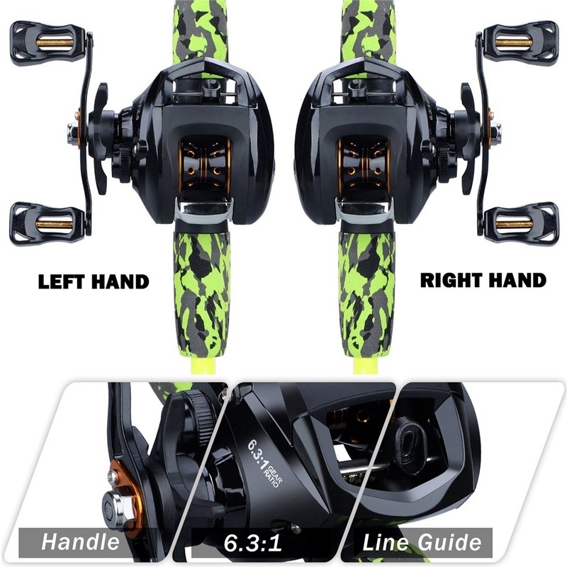Sougayilang Fishing Rod Reel Lure Hook Connector Combos Casting Fishing Pole 5 Sections with 13bb Baitcasting Reel Portable Travel Fishing