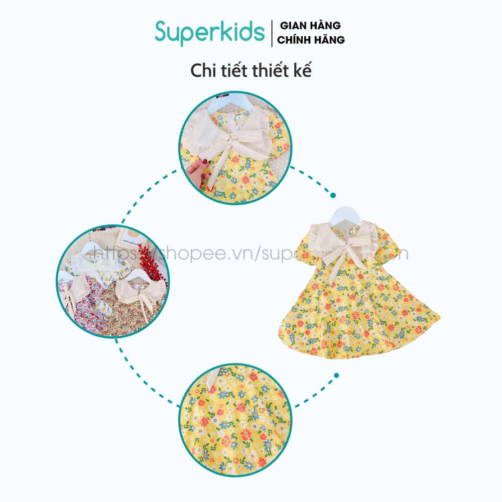 Váy cho bé gái, Đầm hoa nơ tiểu thư 8-18kg QATE796