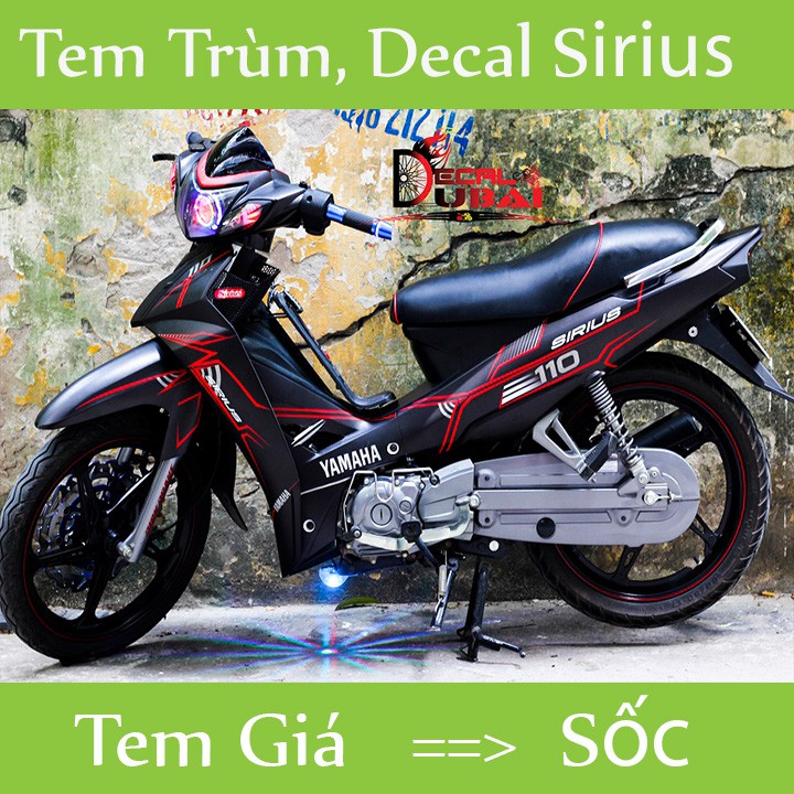 &lt; Cực Chất &gt; Tem trùm xe sirius đen chỉ đỏ