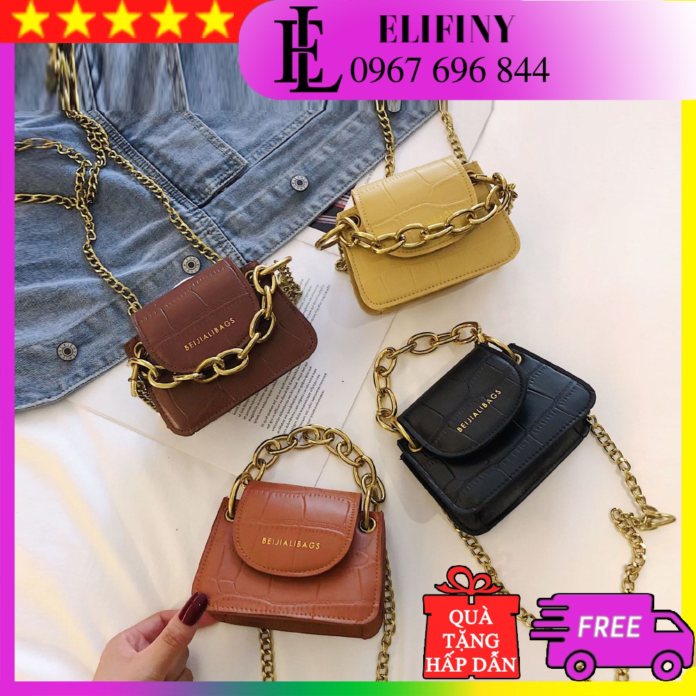 Túi Da Pu Mini Đeo Chéo Tay Xách Cách Điệu Dây Xích Siêu Sang Chảnh Và Cá Tính Cho Nữ