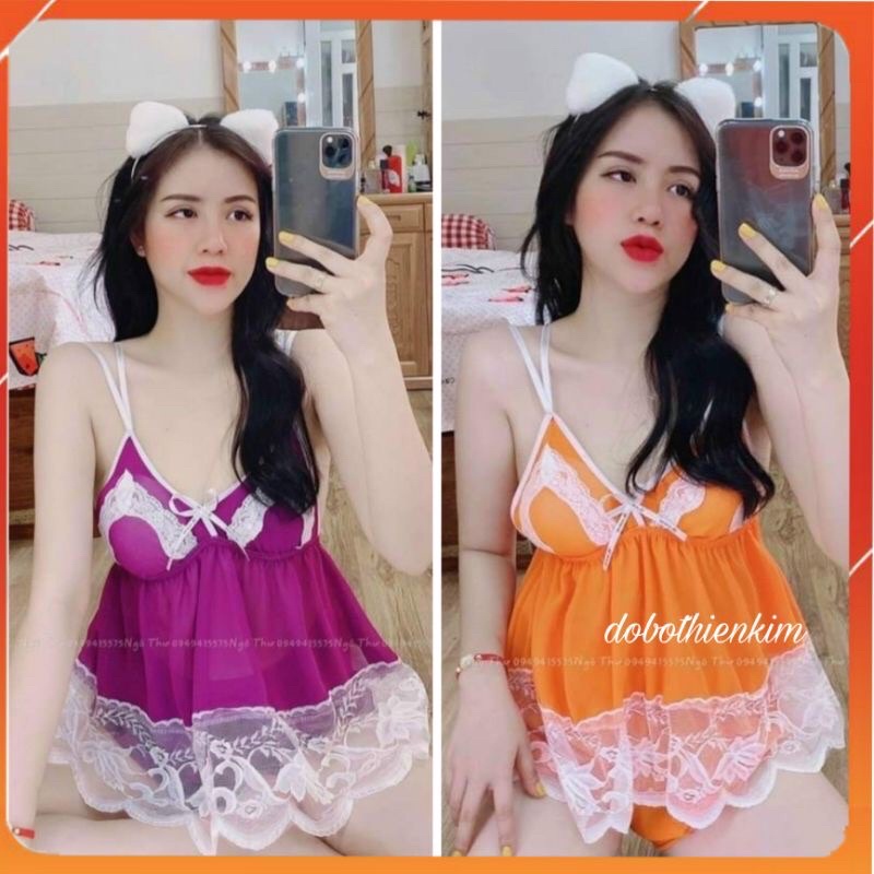 Đồ Ngủ Nữ Voan mút Kiểu dáng xinh, nữ tính freesize.