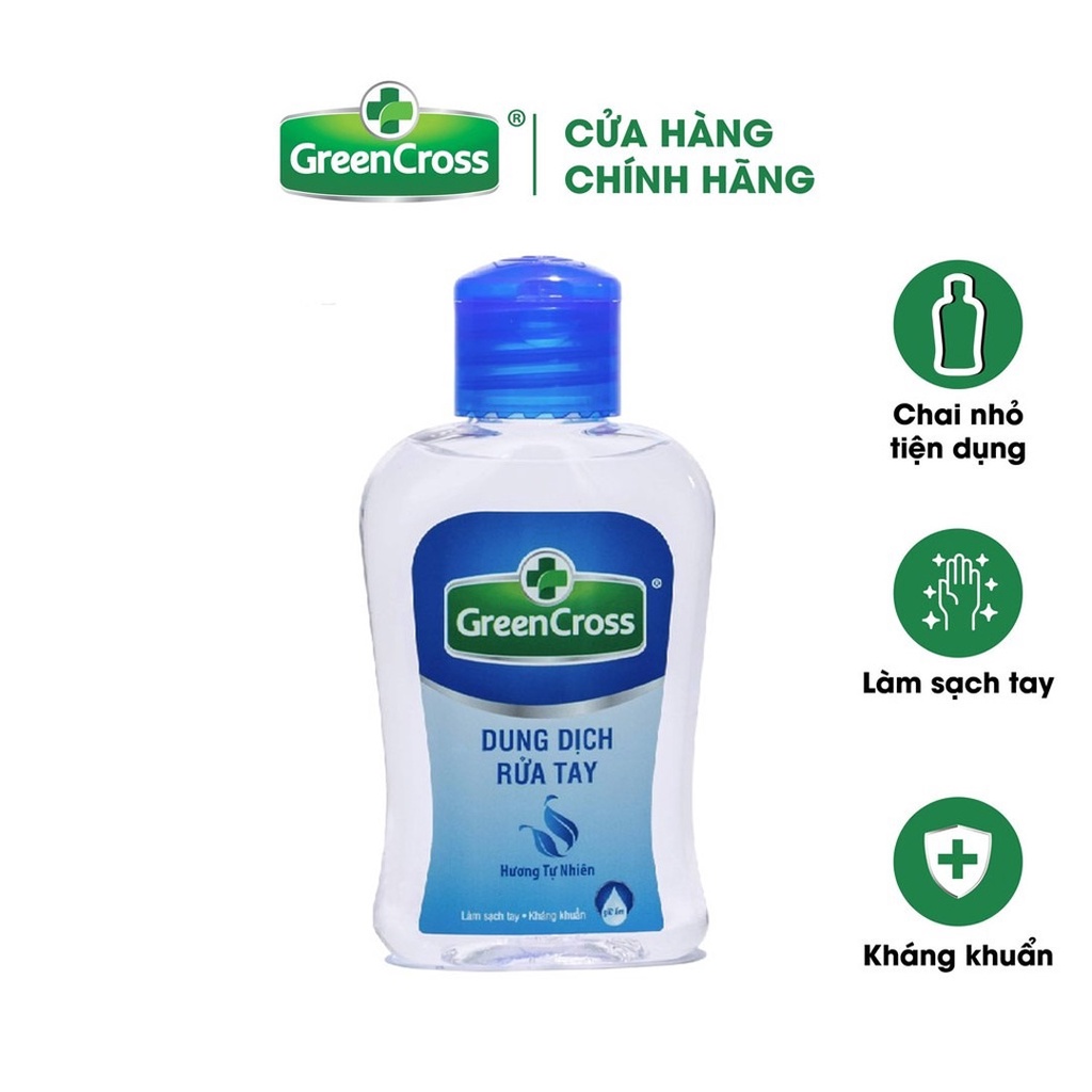 Dung Dịch Rửa Tay Khô Green Cross Hương Tự Nhiên, Trà xanh, dưa táo 100ml có xuất hóa đơn