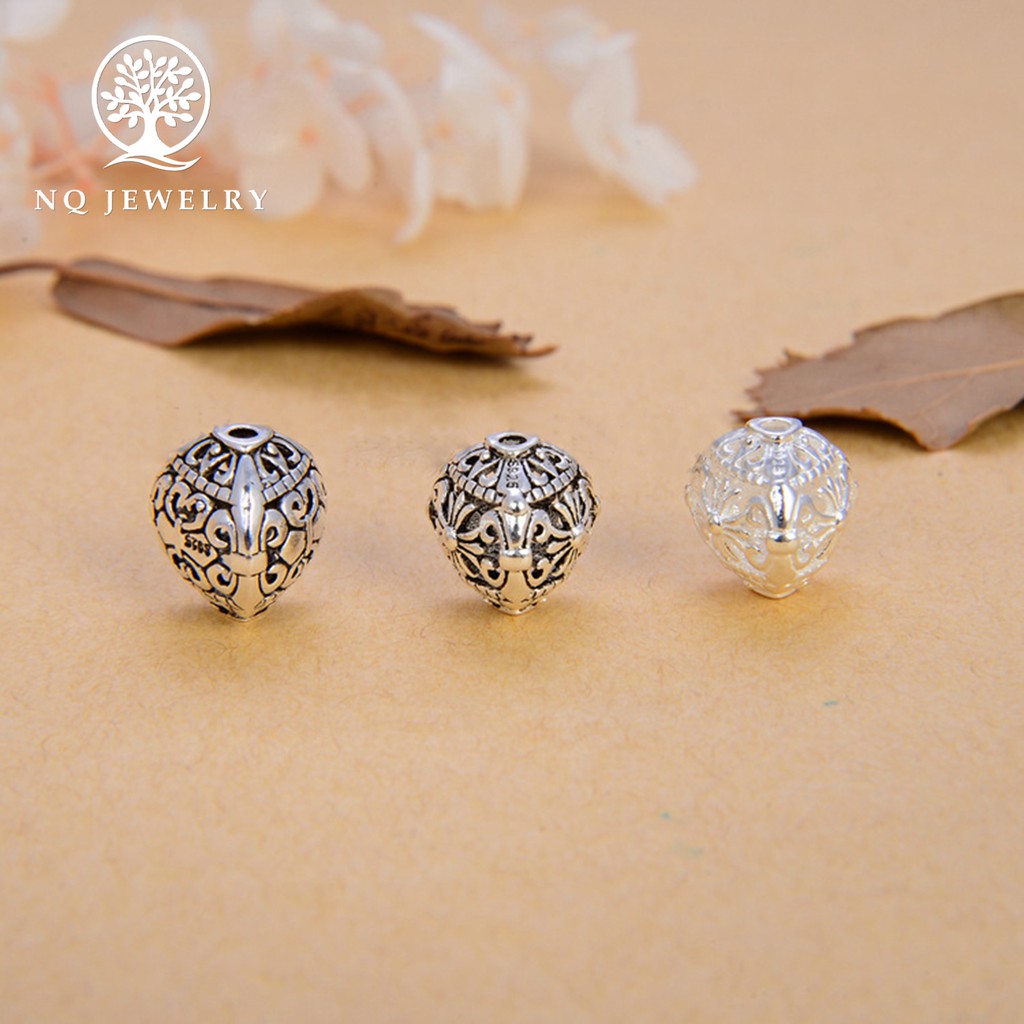 Charm chặn hạt 3 mặt họa tiết hoa văn - NQ Jewelry