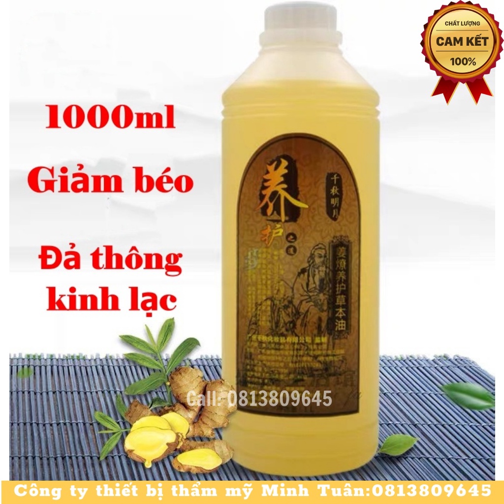 Dầu gừng nóng 1 lít Tinh dầu nóng vàng massage giảm béo săn chắc body, đả thông kinh lạc trong dưỡng sinh