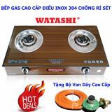 Bếp Gas Đôi bếp gas Mặt Kính Cường Lực Cao Cấp Điếu INOX 304 SEN ĐỒNG Watashi WA-468 Tặng Van Dây