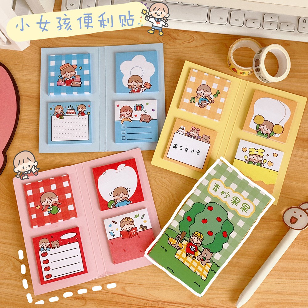 Set 120 tờ giấy dán ghi chú họa tiết cô gái cute