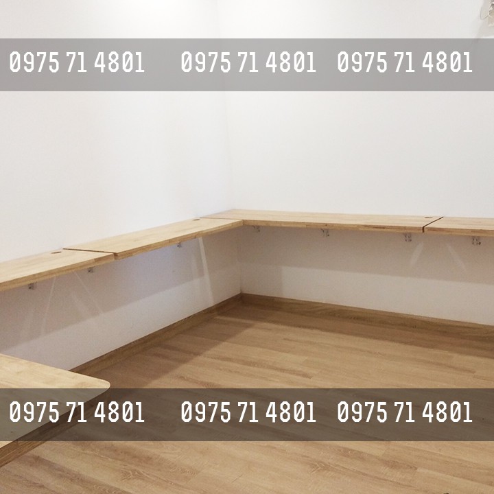 Bàn gập thông minh treo tường 50x80 - 50x100 gỗ tự nhiên nâu óc chó dầy 18mm tải 50-70kg