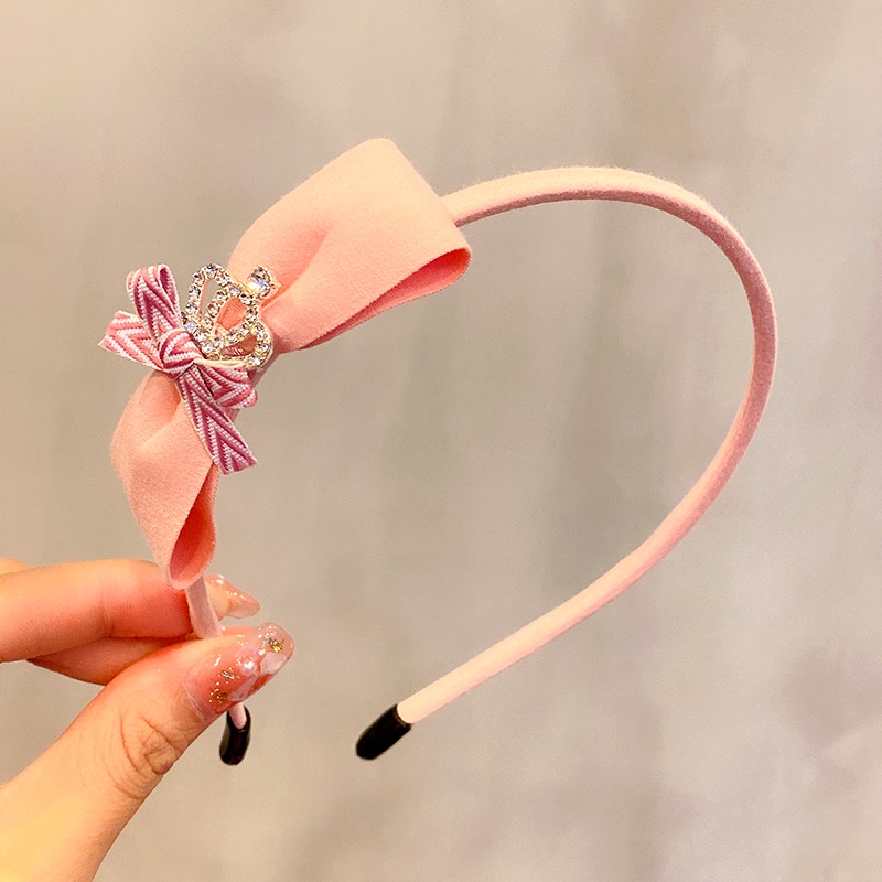 Cài Tóc Nơ Vải Hoa Đính Vương Miện Đá Xinh Xắn Cho Bé