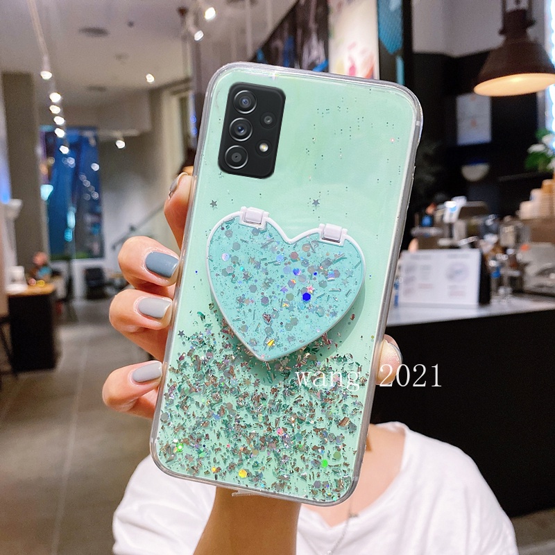 Ốp Điện Thoại Có Gương Trang Điểm Hình Trái Tim Cho Samsung Galaxy A73 A53 A33 M23 M33 5G A13 A23 LTE 4G 2022