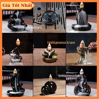[ Nhiều mẫu ] Thác khói trầm hương đế đặt nhang nụ nhang tăm gốm sứ tặng 1 nụ trầm